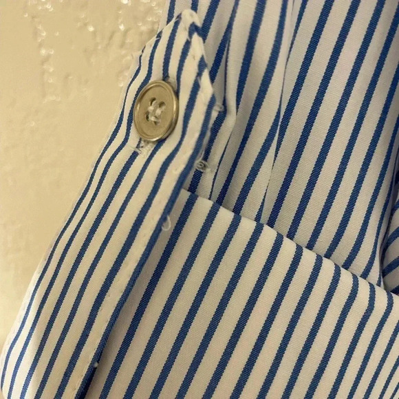 NWT VTG New York Coll. Tailored Blue White Striped Blouse Preppy Old Money S - Picture 6 of 7